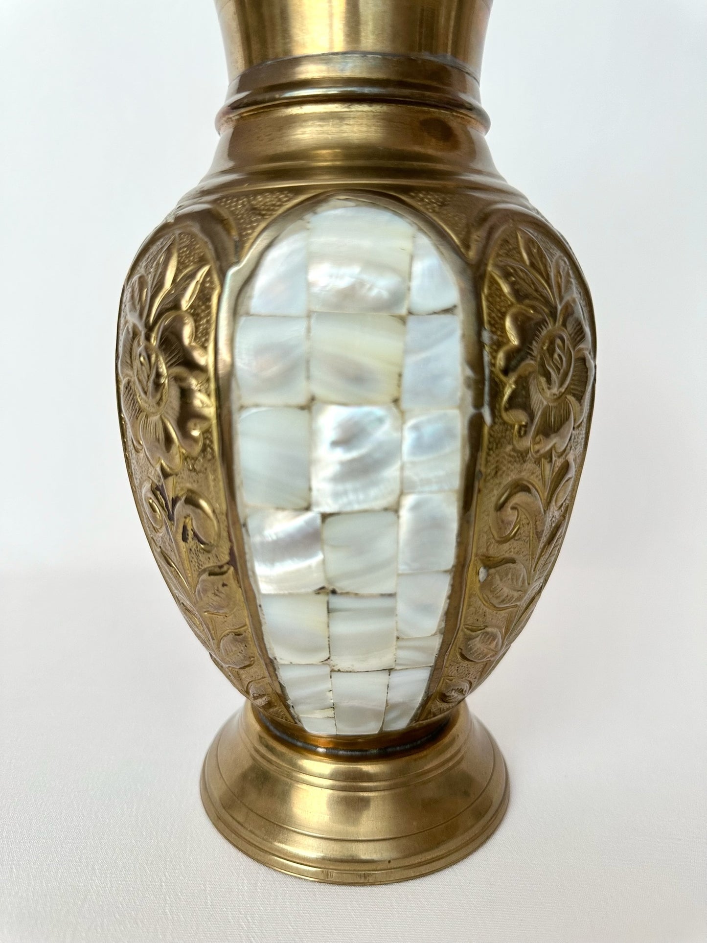 Leonett Mother of Pearl Brass Vase