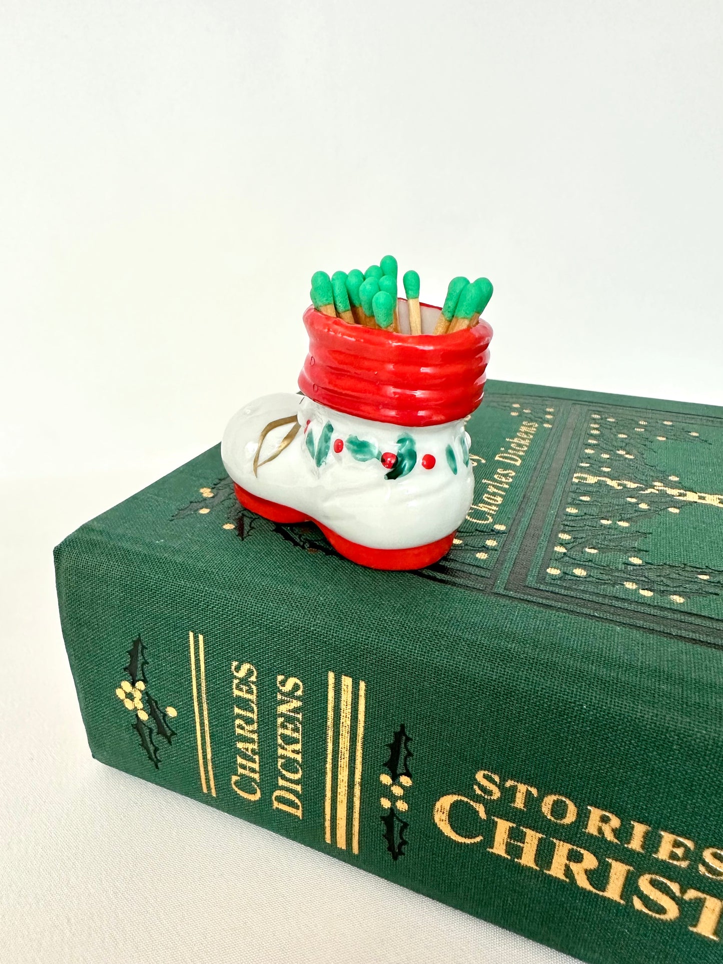 Jolly Santa Boot Matchstick Vessel