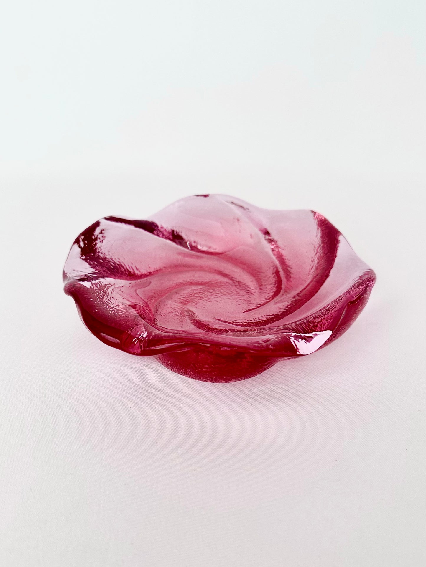 Rose Art Glass Trinket Dish