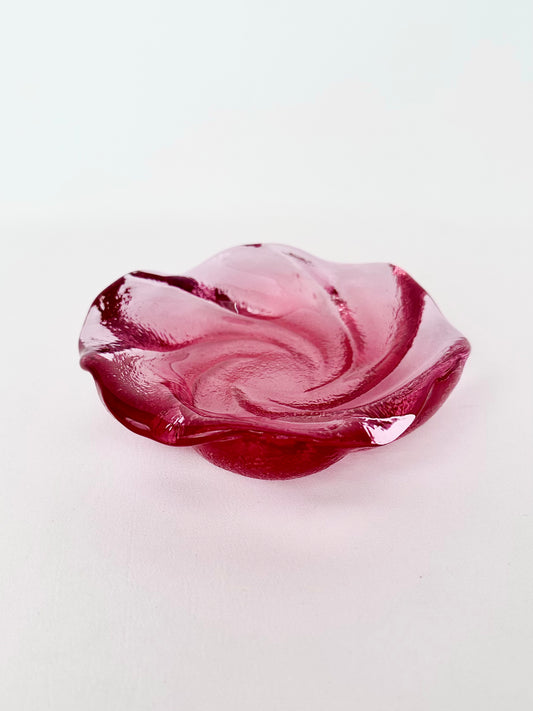 Rose Art Glass Trinket Dish