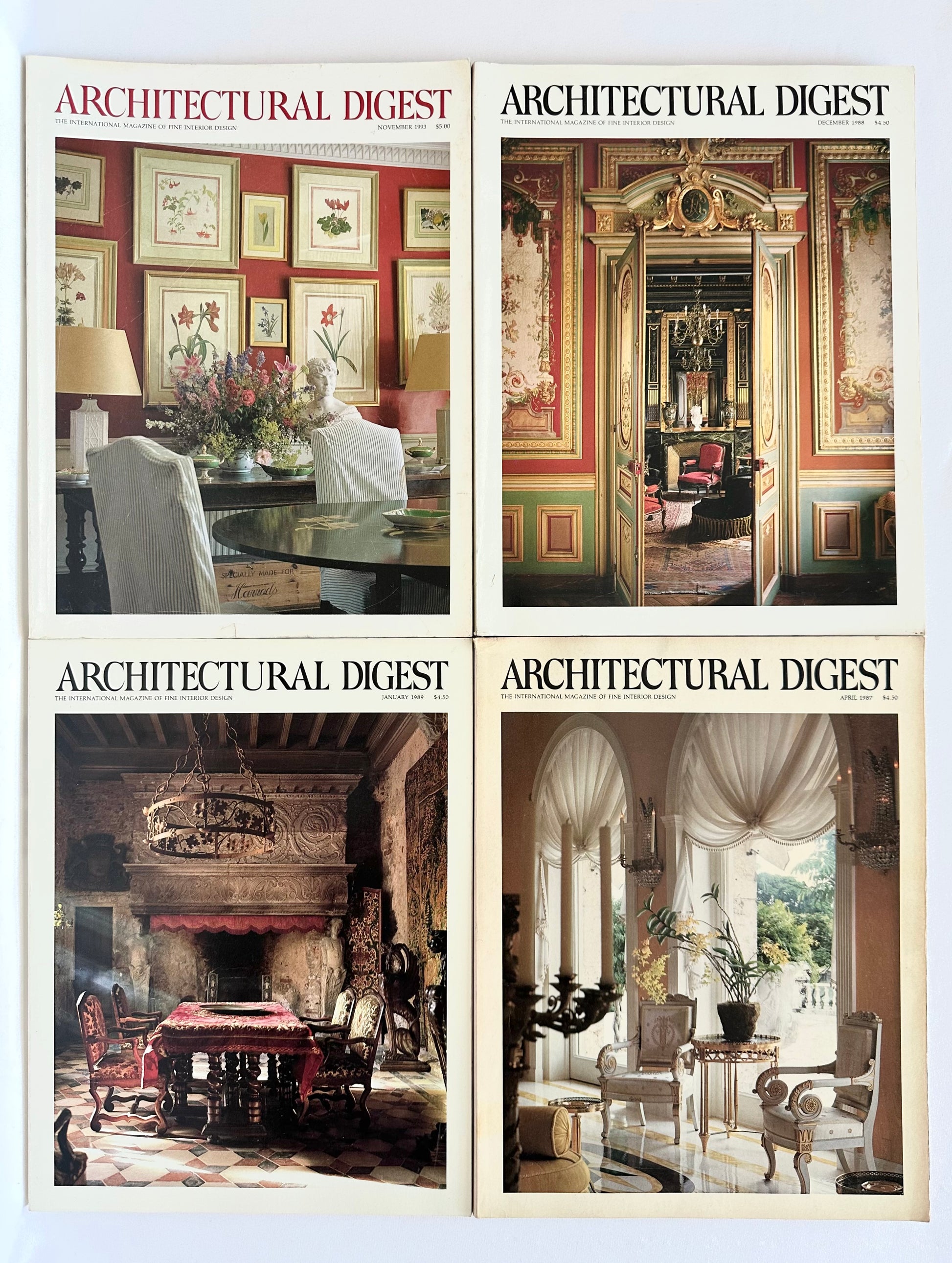 vintage architectural digest magazine stack of four