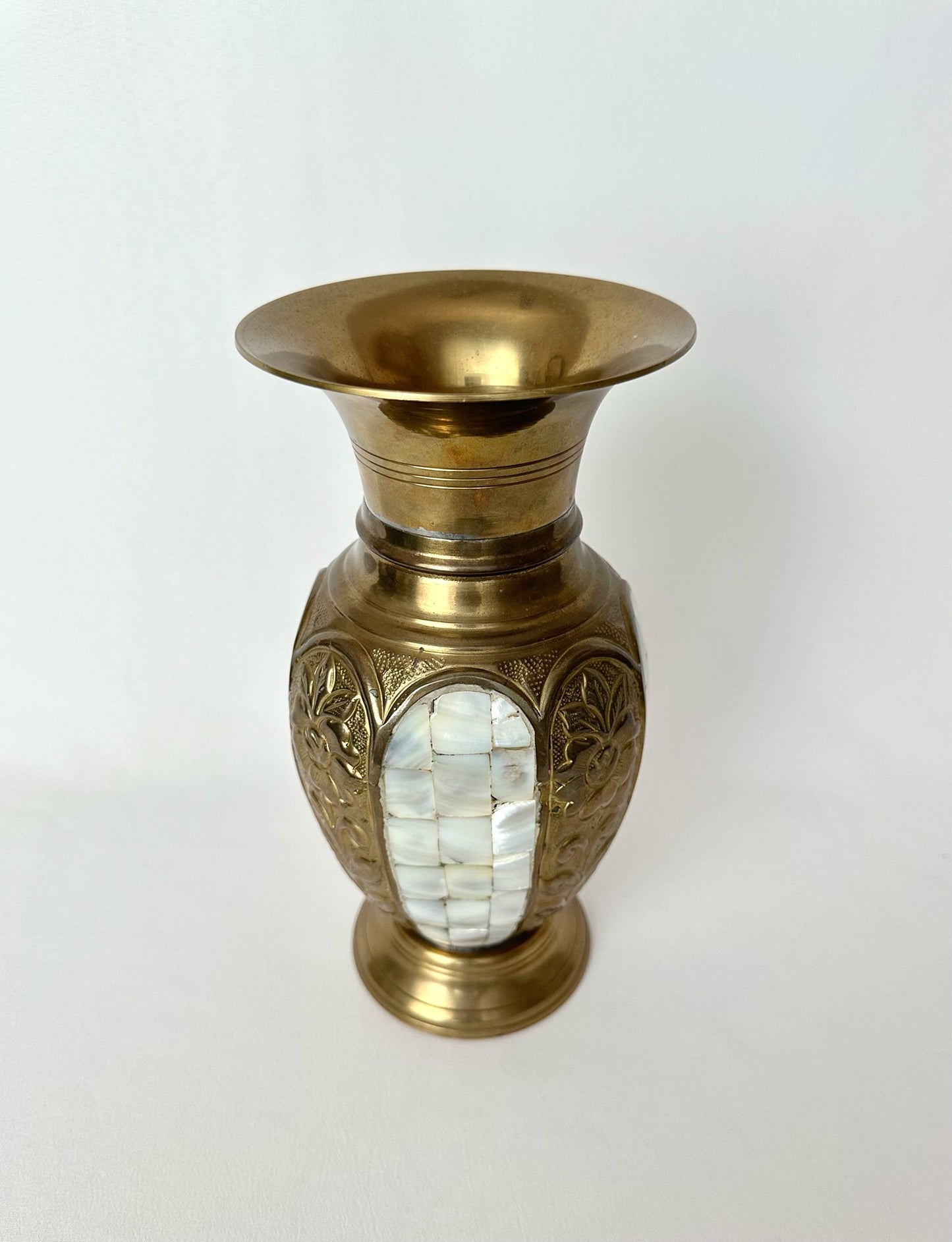Leonett Mother of Pearl Brass Vase