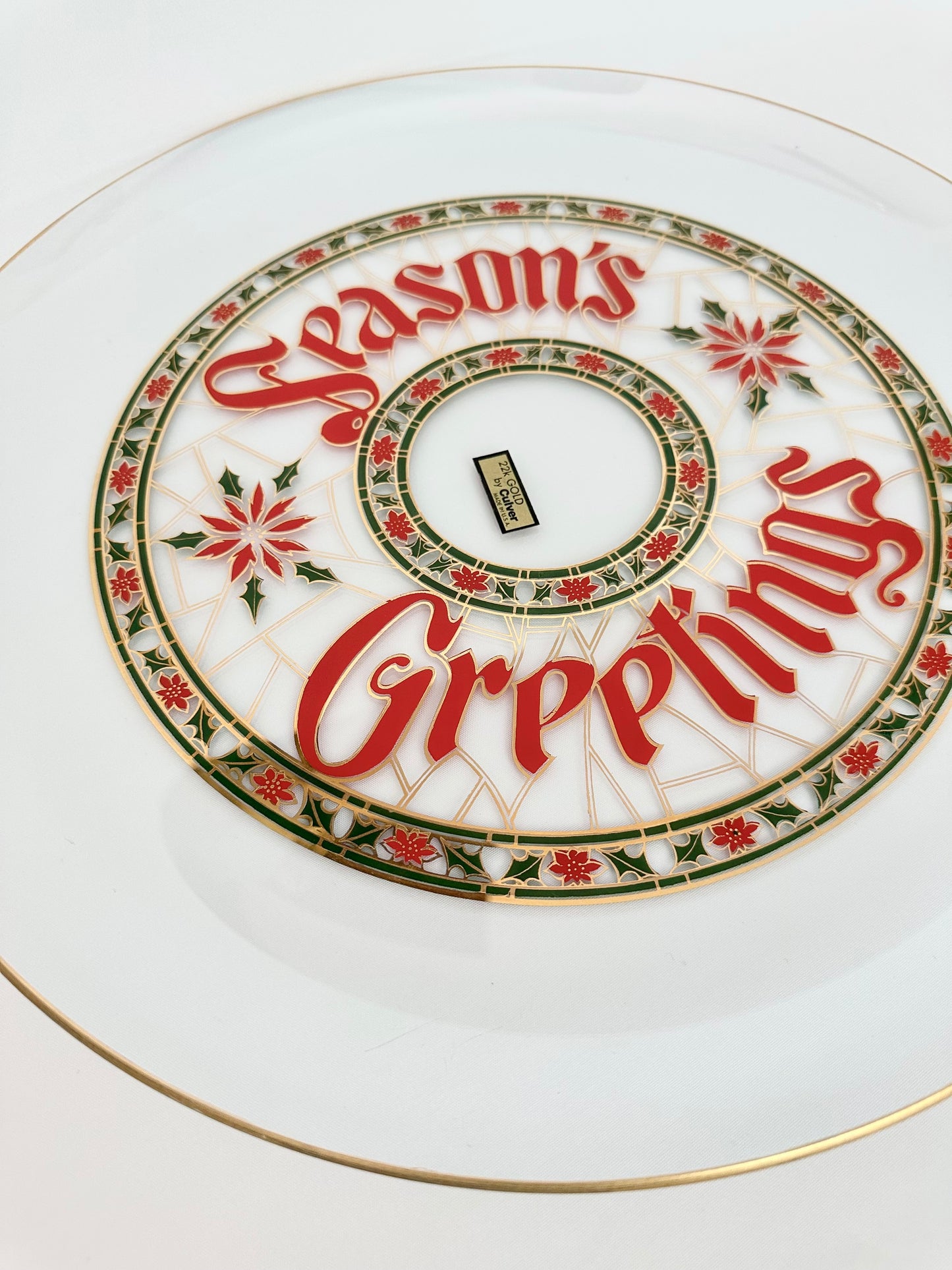 Seasons Greetings Large Glass Tray