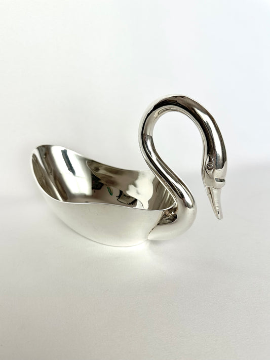 Vintage silverplate swan dish