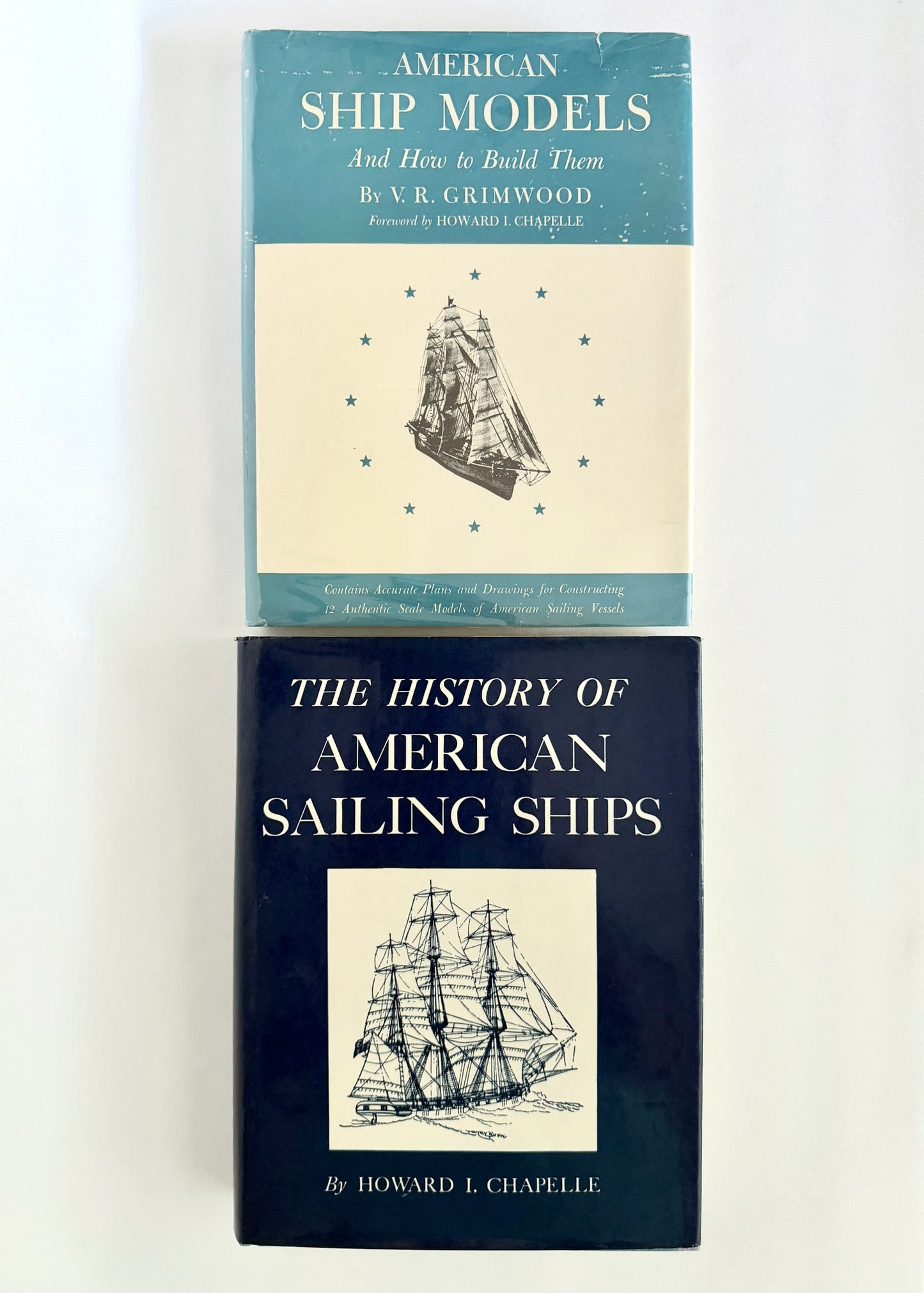 vintage pair of guide books on american sailing ships