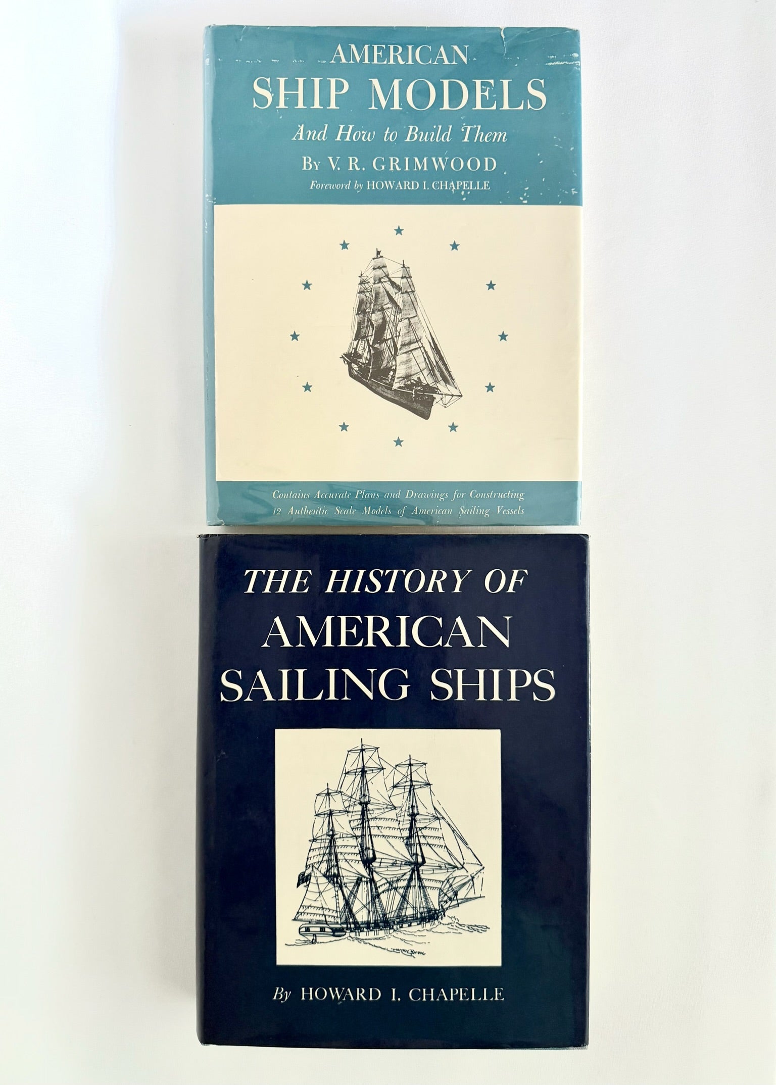 vintage pair of guide books on american sailing ships