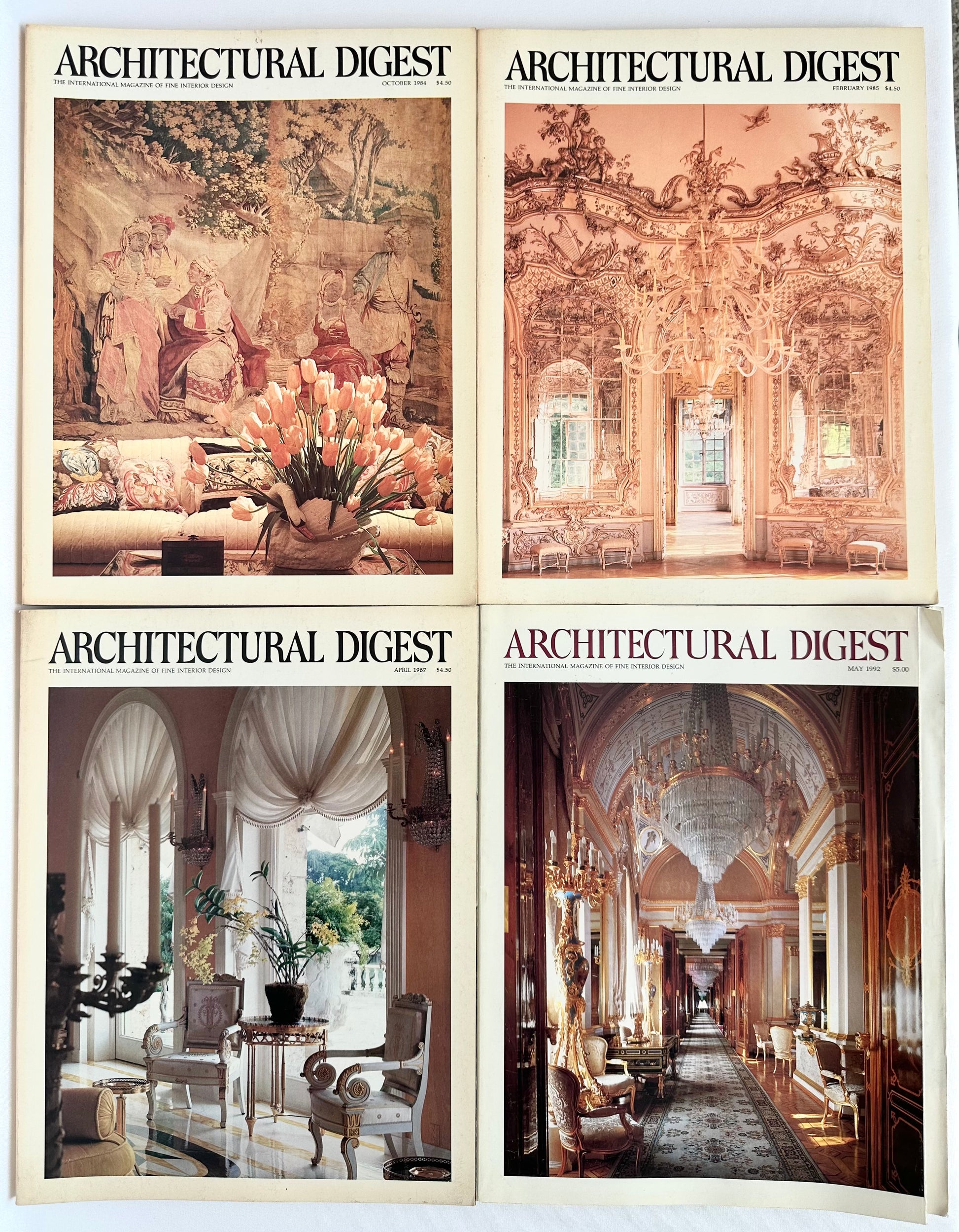 vintage architectural digest magazine stack of four