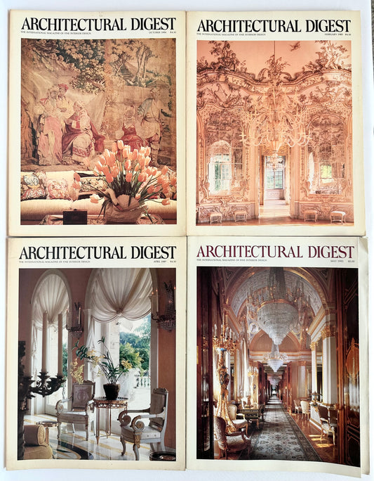 vintage architectural digest magazine stack of four