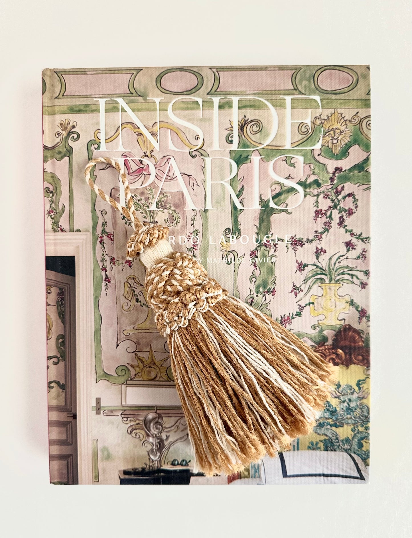 vintage tan and cream natural fiber decorative door tassel
