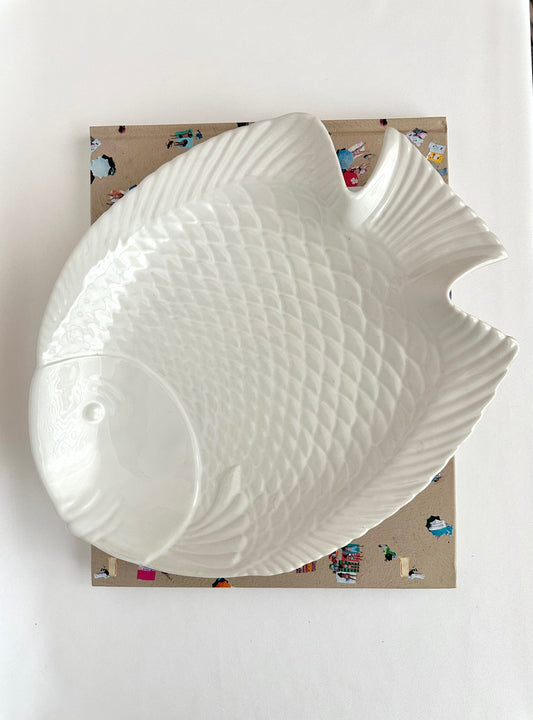 Vintage white ceramic large fish platter