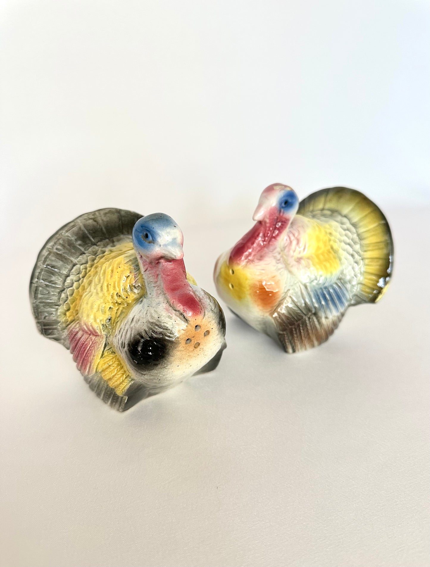 Vintage ceramic turkey salt and pepper shakers set of two