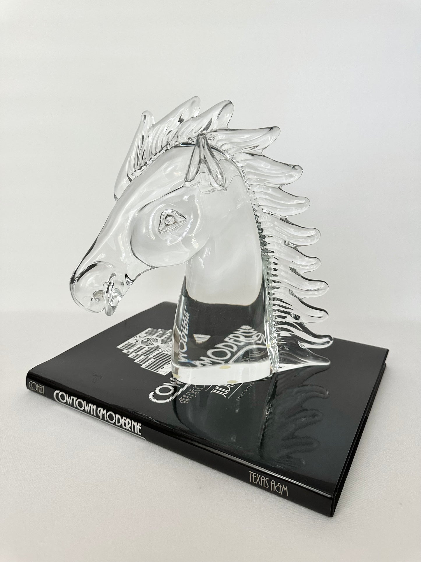 Vintage Italian Murano art glass  horse head sculpture signed by artist