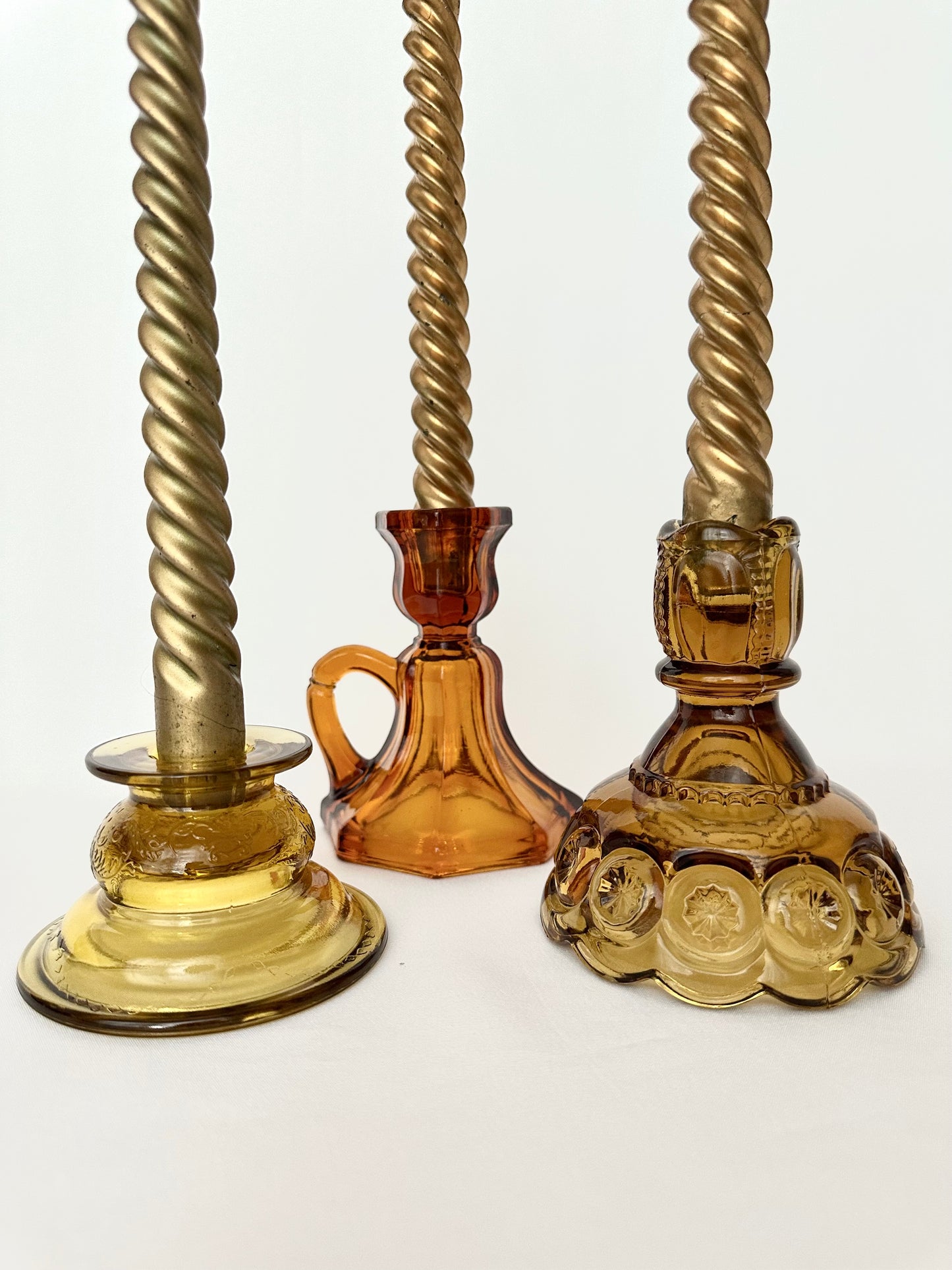 Amber Mixed Candlestick Holder Set