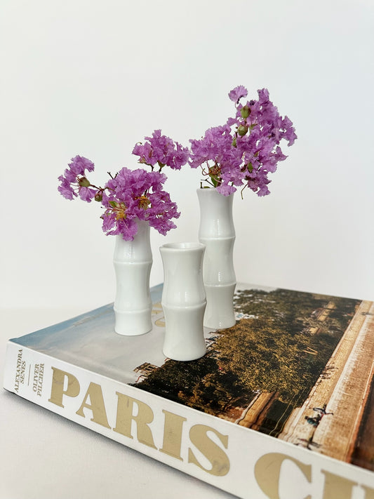 vintage porcelain faux bamboo graduated bud vase set of three by Fitz and Floyd