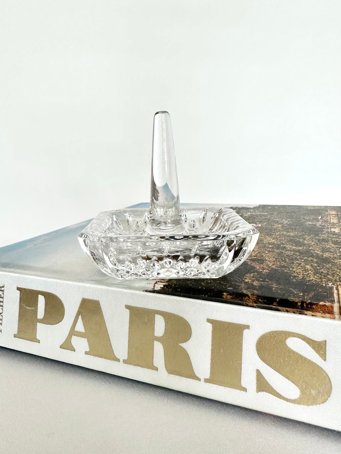 vintage square cut crystal Waterford ring dish