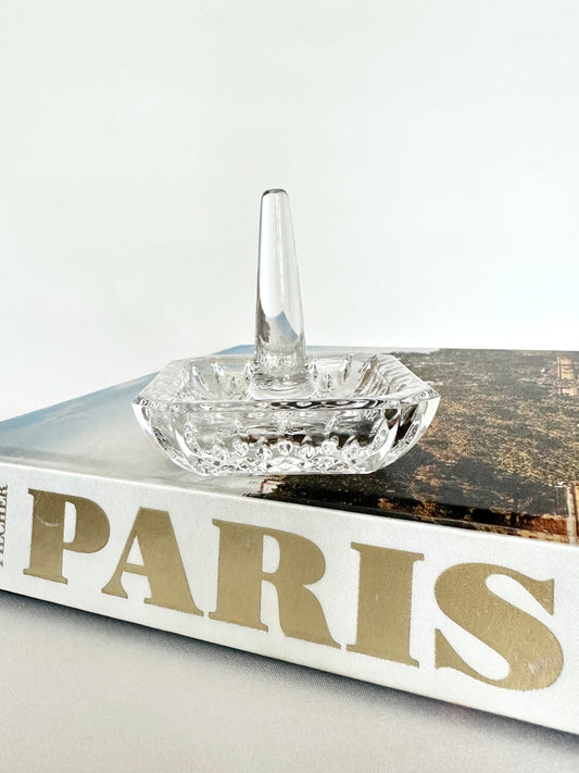vintage square cut crystal Waterford ring dish