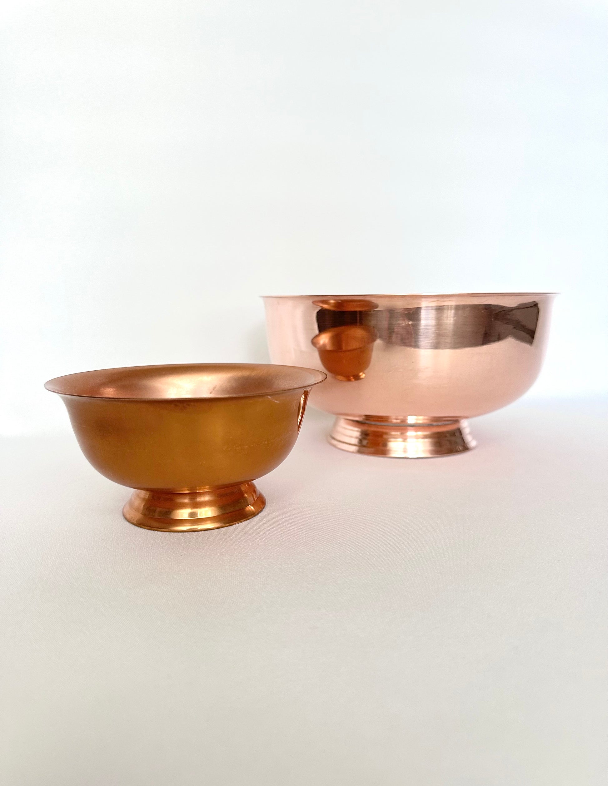 Vintage copper Revere style serving bowl set