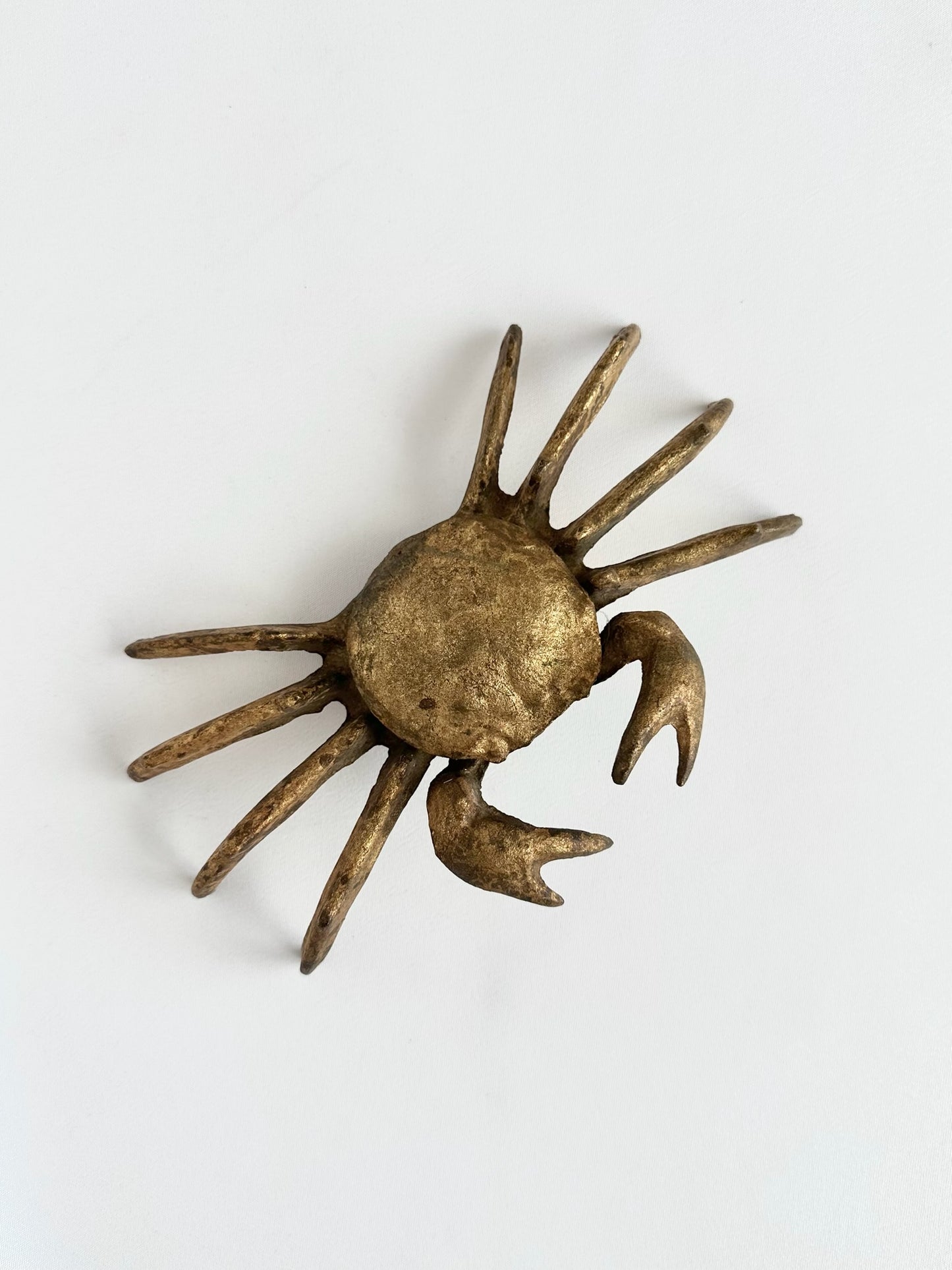 cast metal gold painted crab decorative object