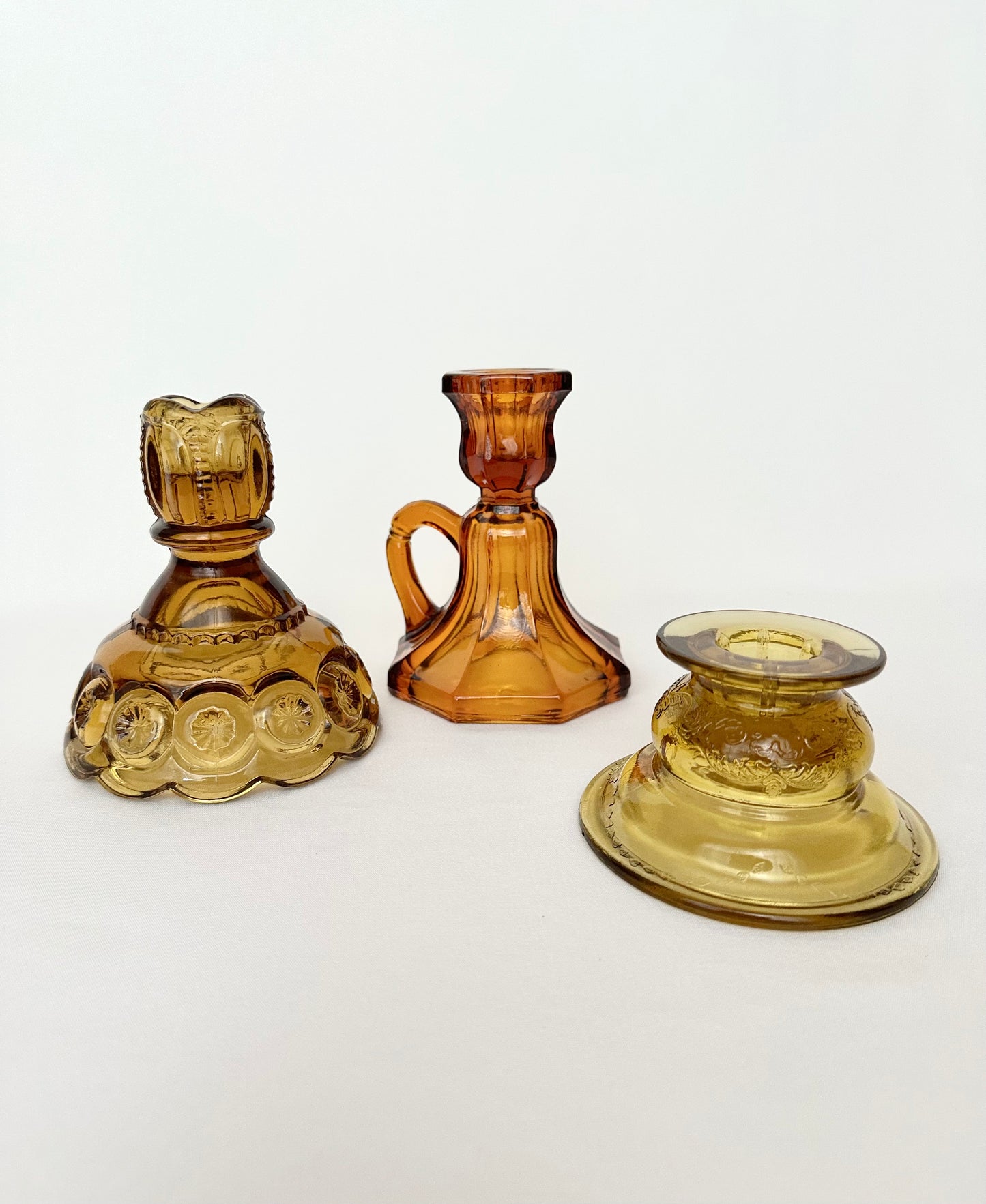 Amber Mixed Candlestick Holder Set